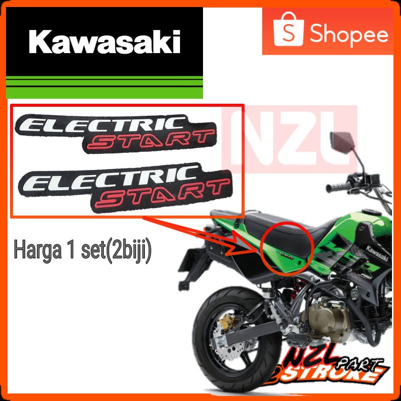 sticker stiker emblem logo tulisan body Elektrik electric start stater double stater kawasaki KSR 11