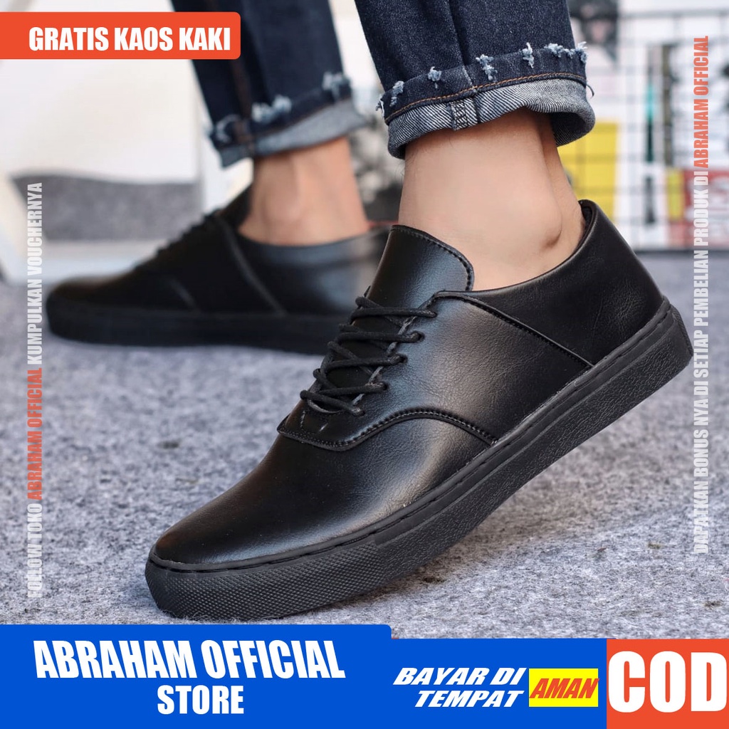 ABRHM x AUTH Sepatu Sneaker Pria Sepatu Pria Casual Sneakers Ori Kulit Pu Cowo/Cowok Sepatu Kasual Semi Formal Kerja Kantor Kuliah Gaya Santai Keren Kekinian Original Murah Terlaris