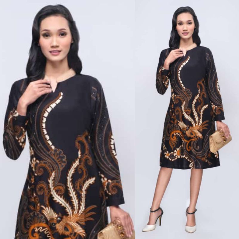 Tunik Dress Wanita Batik Jihan Hitam