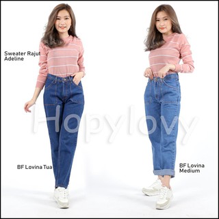  Boyfriend  Jeans Celana  Jeans Wanita Big Pocket Bf Lovina 