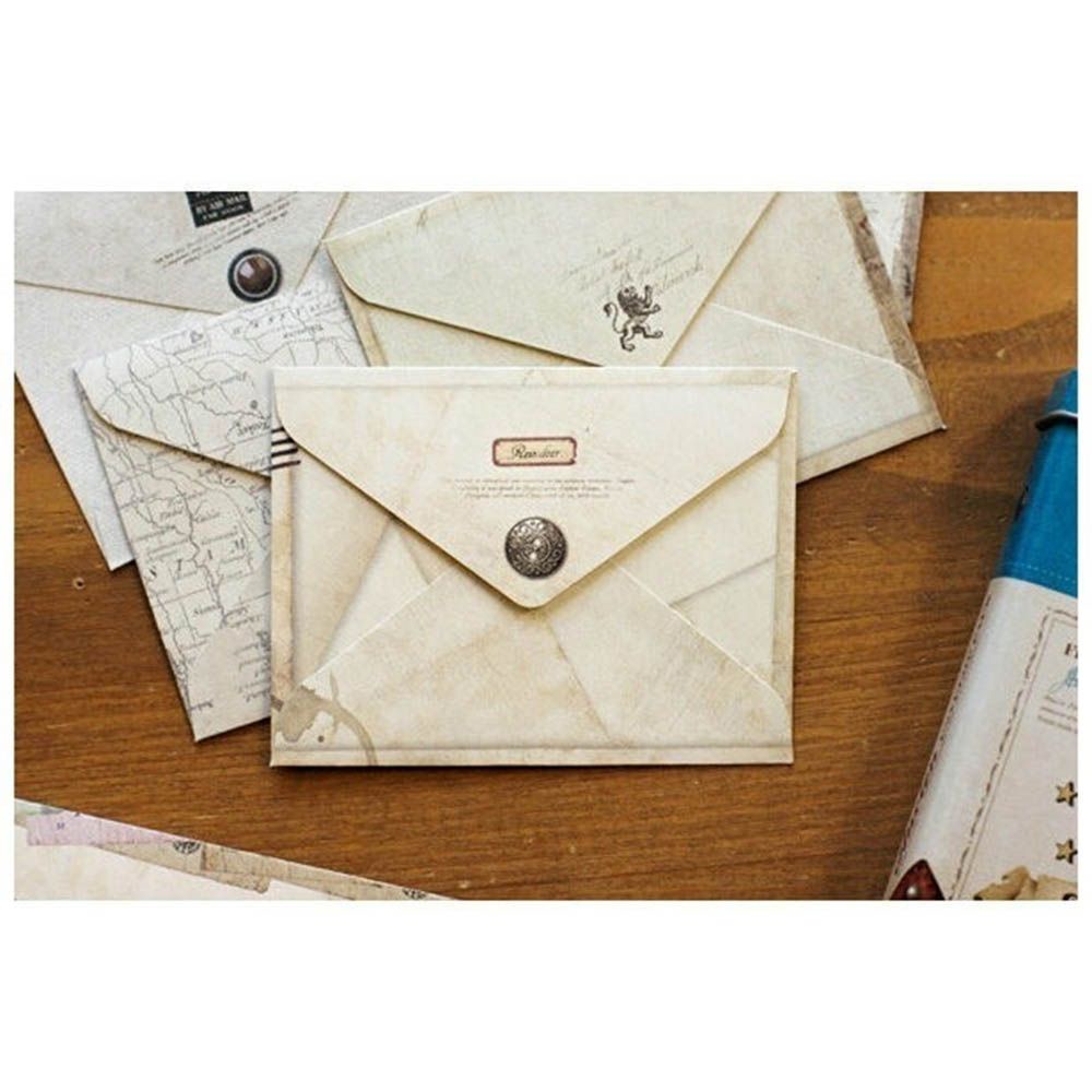 QUINTON 12PCS/lot Paper Gift Stationery Envelopes Mini Cute Greeting Letter Envelope Cartoon Retro Air Mail Card Vintage Envelope/Multicolor