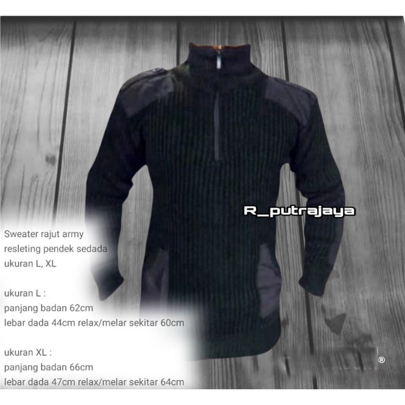 sweater rajut polos army hijau /sweater polos black