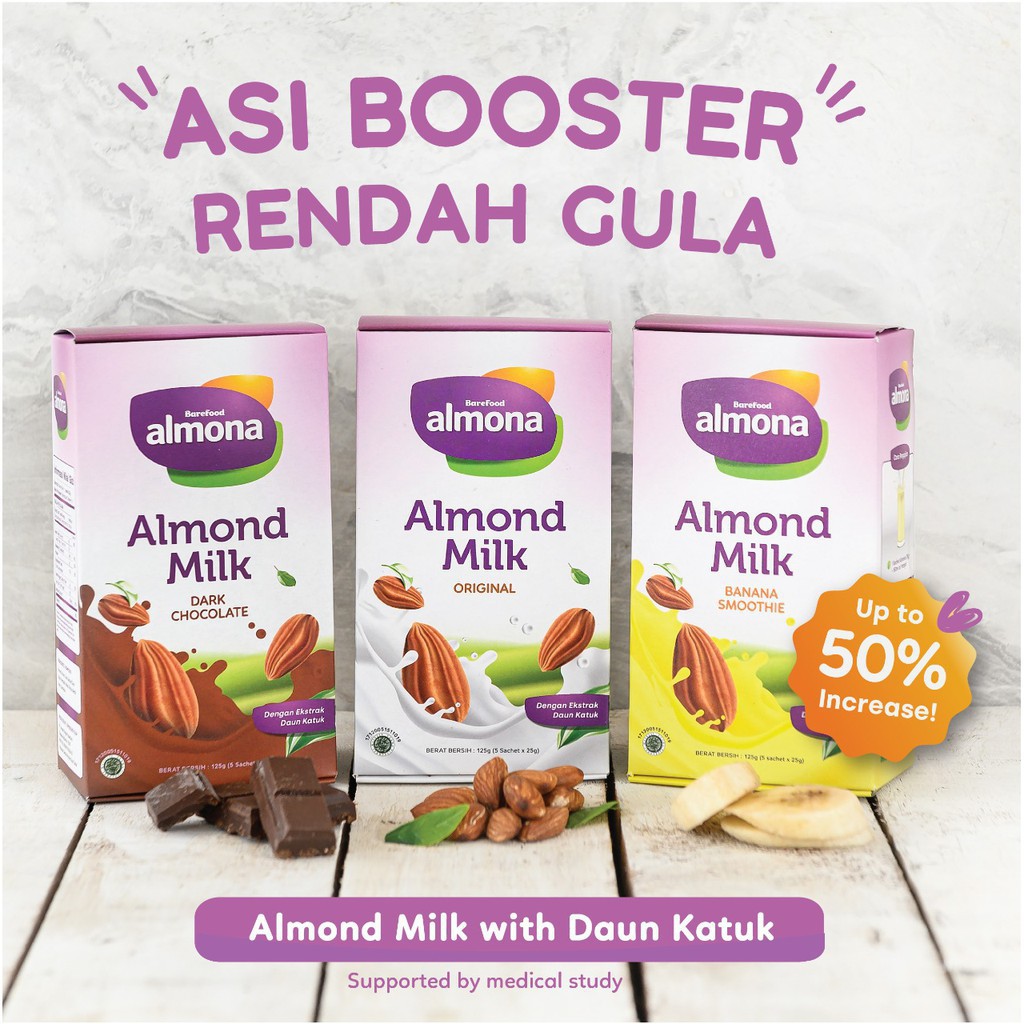 ALMONA Almond Milk Powder ASI BOOSTER Daun Katuk 175gr (Exp 2023)