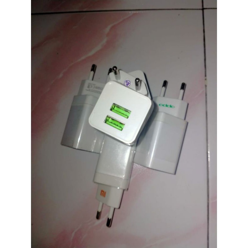 Batok Kelapa Cas Adaptor Charger 2 USB 1 USB