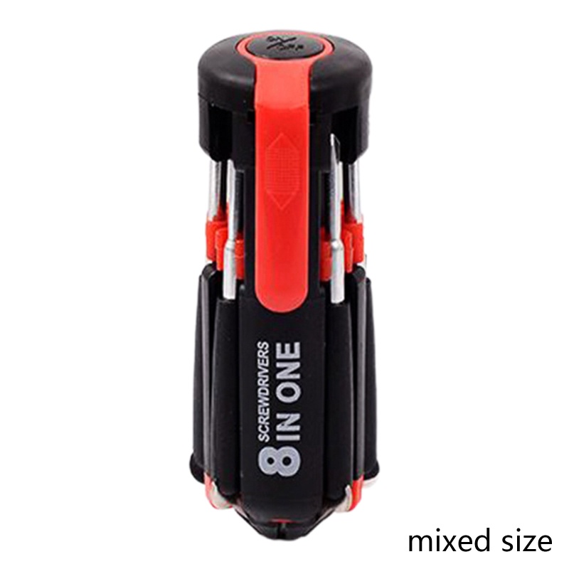 Obeng Saku Lipat Magnetik 8 in 1 Dengan Lampu LED Untuk Perbaikan Gadget