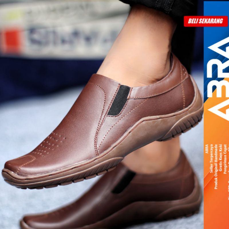 Sepatu Formal Pria Casual Kulit Asli Pantofel Kerja Hitam ABRA BADIL