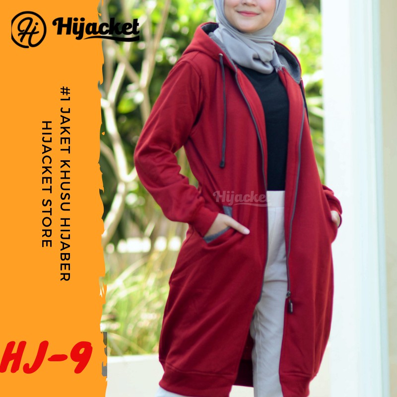 Hijacket Basic Muda Kombinasi Jaket Wanita Hijab Hijaket Muslimah Pakaian Syari-HJ-9 MAROON X MISTY