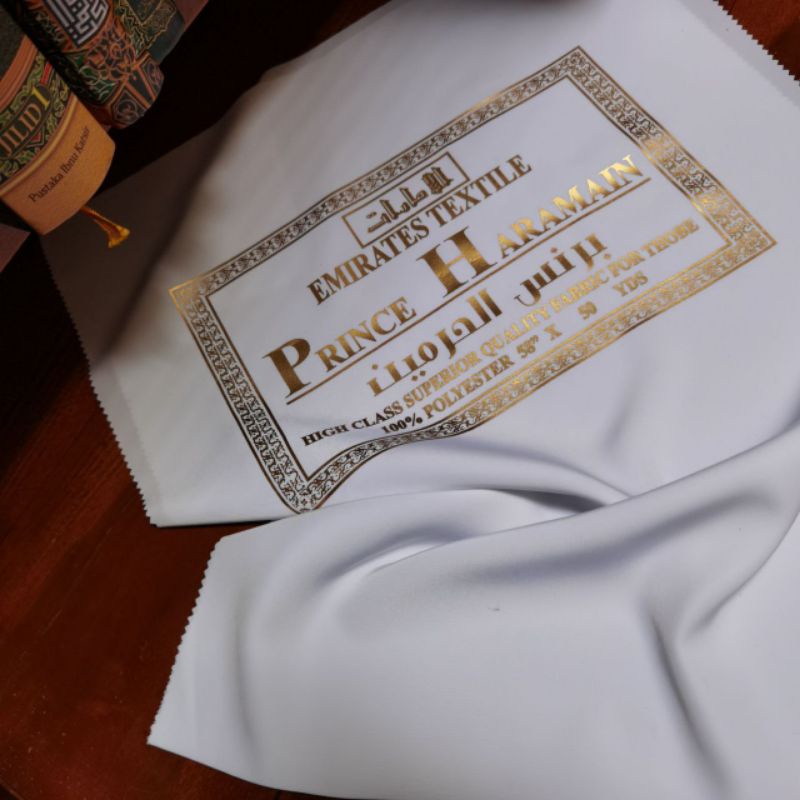 50CM PRINCE HARAMAIN NETRAL WHITE (PUTIH BERSIH) KAIN POLYESTER IMPOR BAHAN GAMIS THOBE PRIA SAUDI  