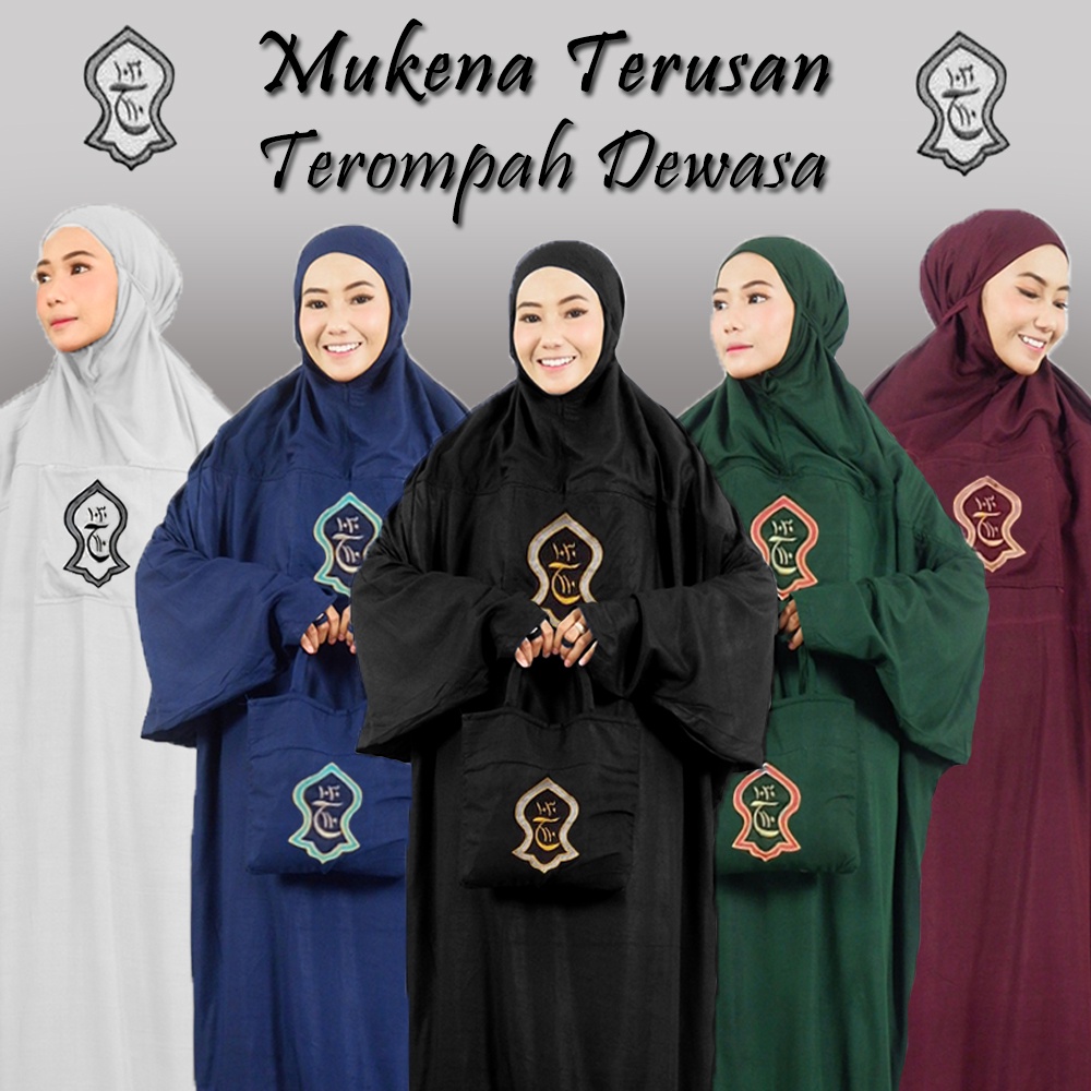 Mukena Terusan Terompah Dewasa - Mukenah Hadramaut Polos Traveling Jumbo Rayon Premium Bali Murah