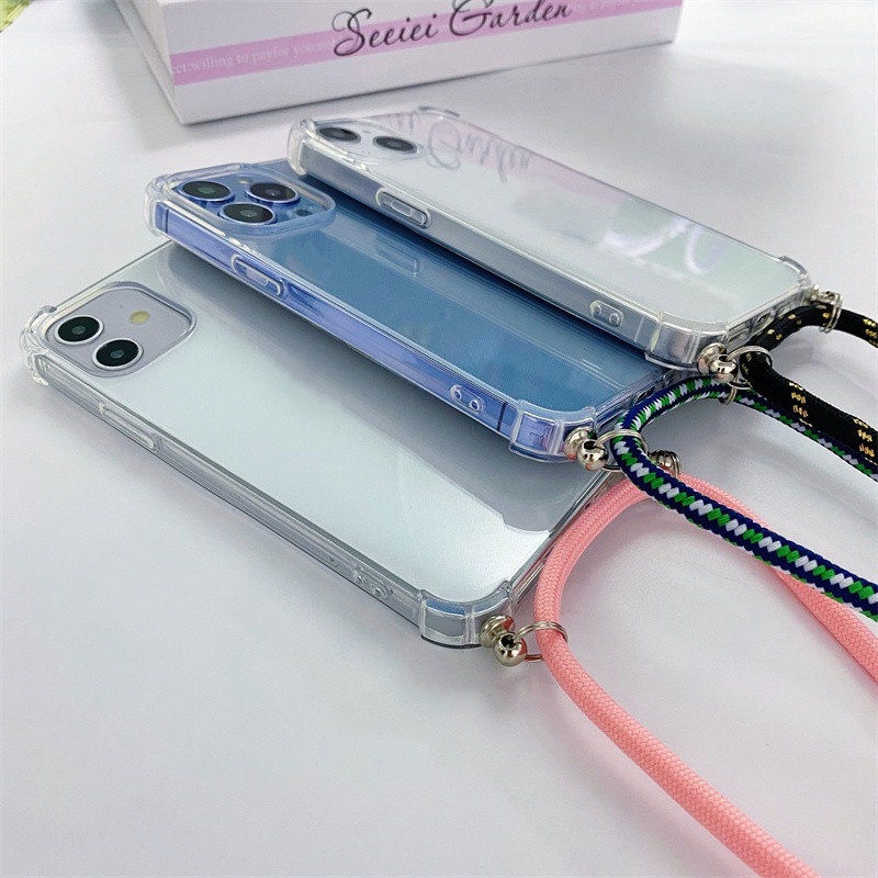 Case Transparan Anti Hilang Untuk iPhone 13 12 11 Pro X XR XS Max 7 8 Plus