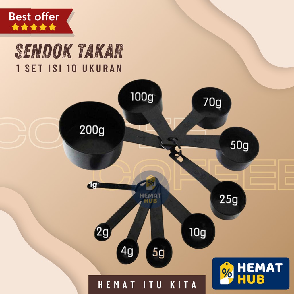 Sendok Takar 10 Ukuran Peralatan Memasak Kue Kopi Biji Bubuk Coffee Espresso Measuring Spoon Teh