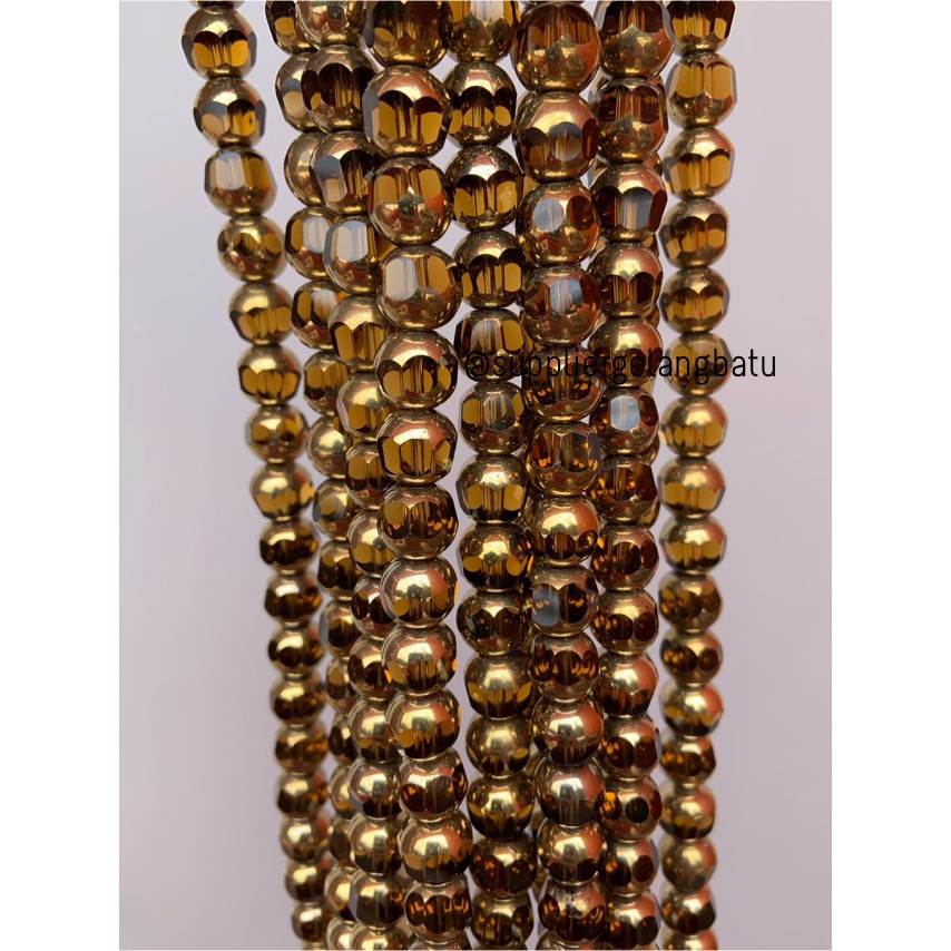 kristal BINGKAI GOLD 10mm kuning bahan spacer gelang kalung pembatas