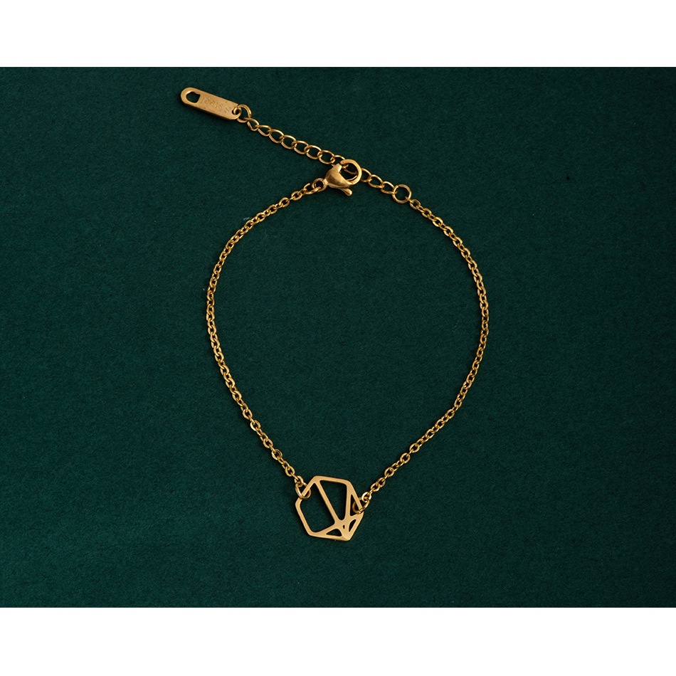 Sederhana gelang 14K irregular hollow-out multilateral berlian liontin gelang all-match gelang