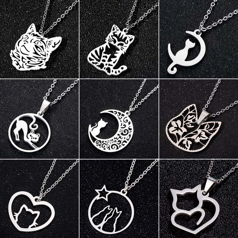 Kalung Rantai Klavikula Desain Hewan Bahan stainless steel metal Untuk Wanita