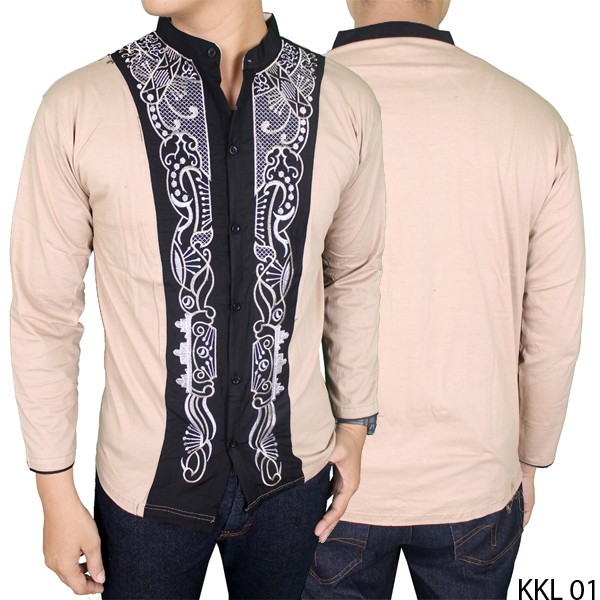 Baju Koko Lengan Panjang Katun Krem – KKL 01