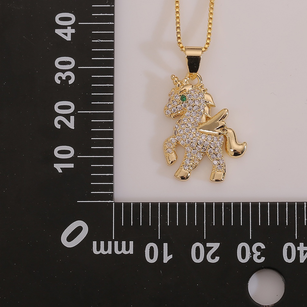 Eropa dan Amerika baru personalized kalung pony liontin mikro bertatahkan zircon wanita cute kalung