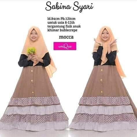 SABINA SYARI KIDS Gamis Anak 9-12 tahun Panjang Trendy Modern Kids Baju Panjang Stelan Syar’i Polos