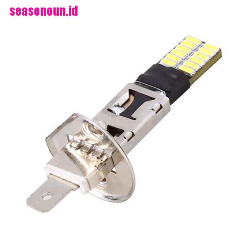 (seasonoun) Lampu Bohlam LED HID Xenon 6500K 24-SMD H1 Pengganti Warna Putih Untuk Fog Lamp