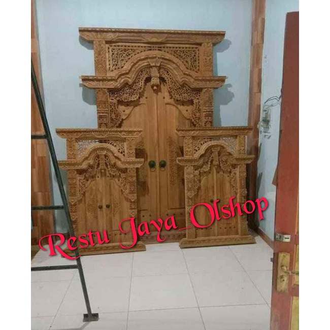Set pintu gebyok gapura ukir jendela jati jepara
