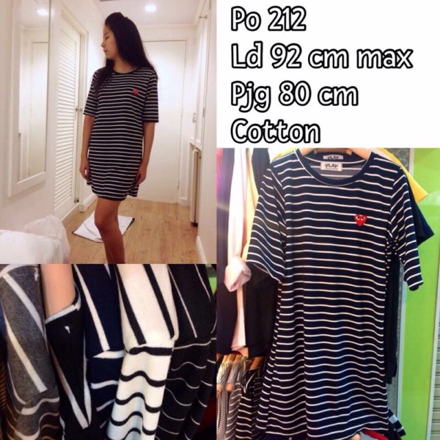 CDG Commedesgarcons comme des garcons stripe dress black hitam bangkok salur line