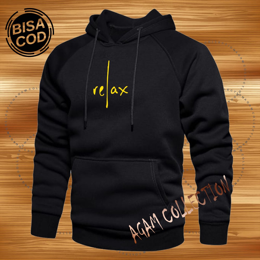 Agam collection Sweater Hoodie Distro Relax Premium Text Kuning Pria Wanita