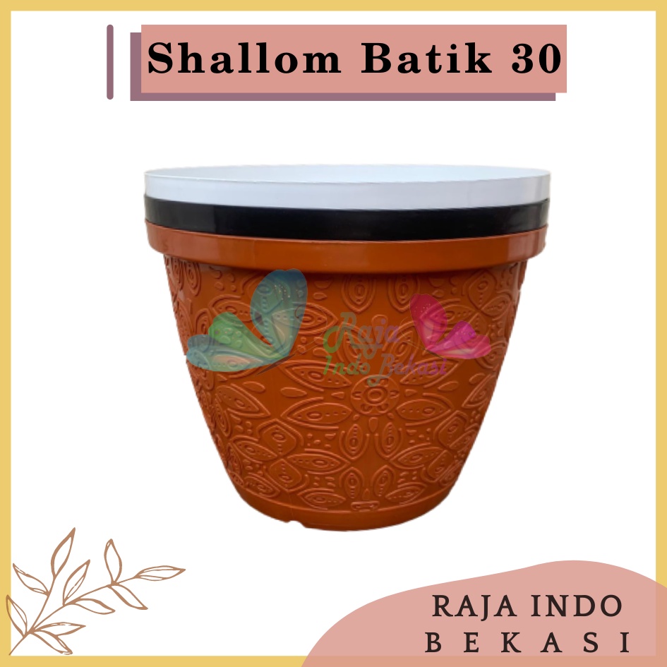 Pot Shallom Batik 30 Putih Hitam Merah BataTerracota Terracotta Merah Coklat Pot Bunga Motif Batik Timbul Pot Bunga Besar Murah Tebal Bagus Bukan Pot Shallom Glory Glori 30 35 40