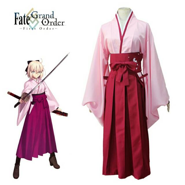 COSTUME SABER OKITA HAKAMA YUKATA BAJU TRADISINAL JEPANG COSPLAY FATE
