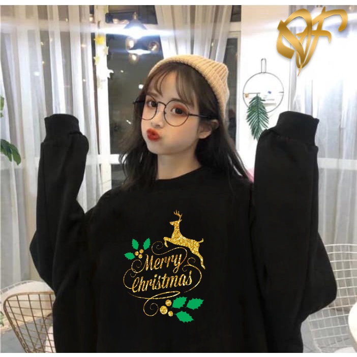 Sweater Merry Christmas Korea Style | Sweater Basic Bahan Fleece Tebal | Dhea Fashion