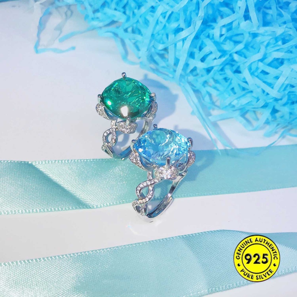 Cincin Batu Topaz Aquamarine Alami 15 Karat Untuk Wanita