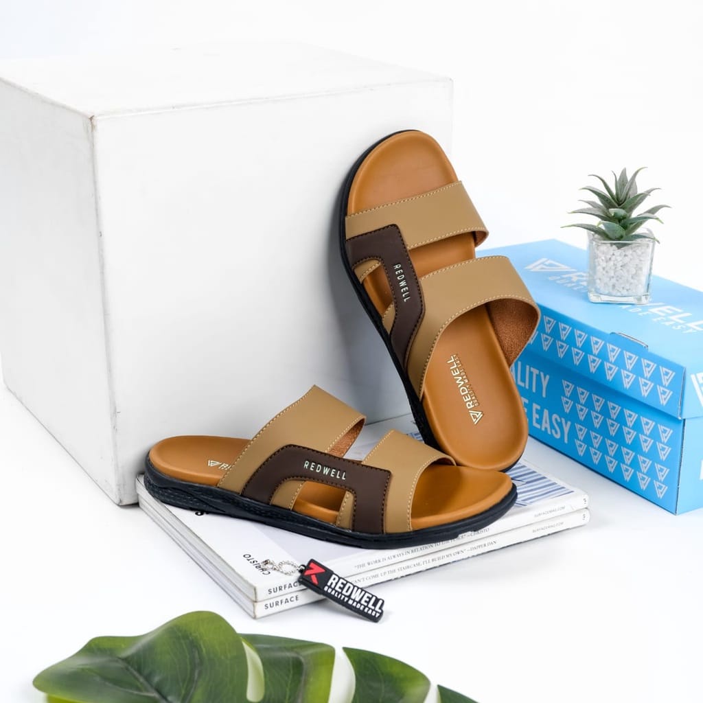 Sandal Pria Redwell Casual Semi Kulit | Redwell 001 | Redwell Slide