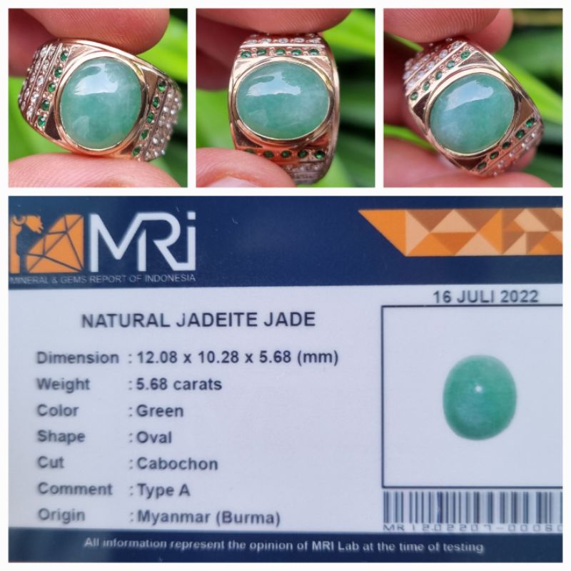 Natural Giok Burma Myanmar Jadeite Jade Type A Memo 5.68 crt