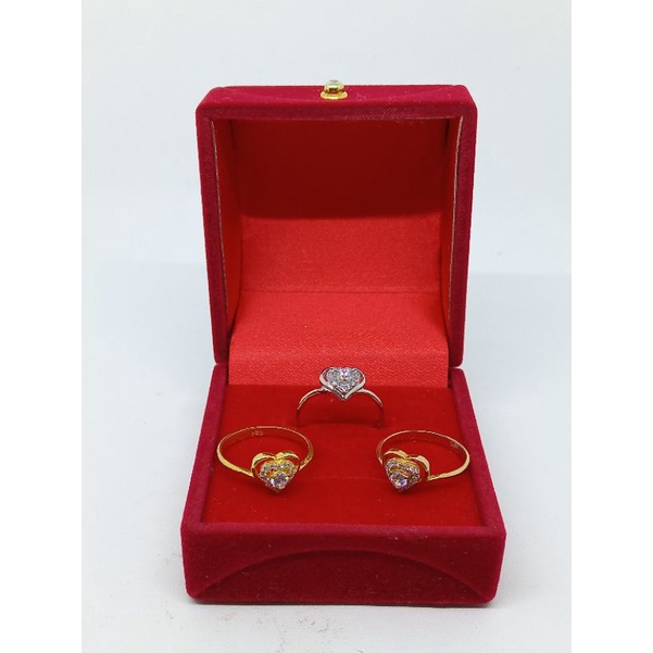 cincin perak asli 925 lapis emas cincin wanita model love mata putih - perhiasan silver 925 asli