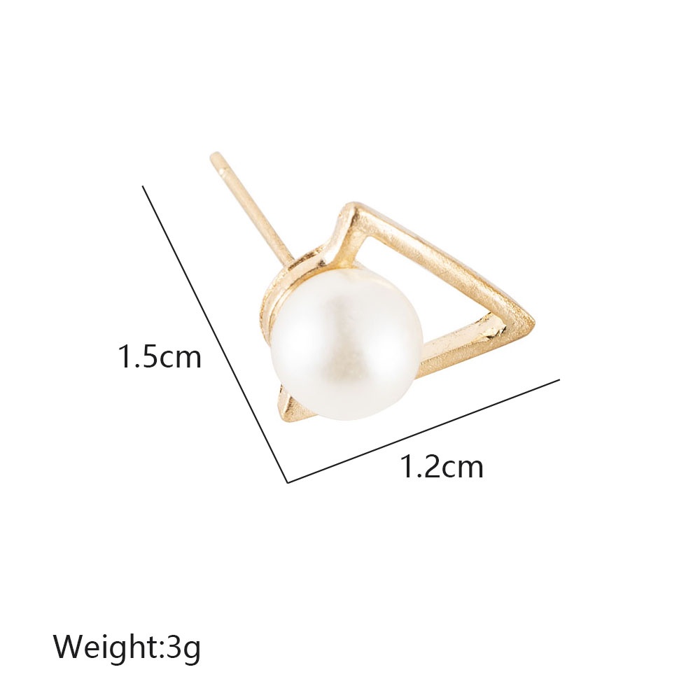 【COD Tangding】Korean Fashion Retro Triangle Pearl Earrings Geometric Temperament Lady Earstuds