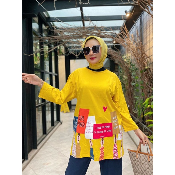sabhira - Top Power girl - kaos wanita - Top oversize kaos