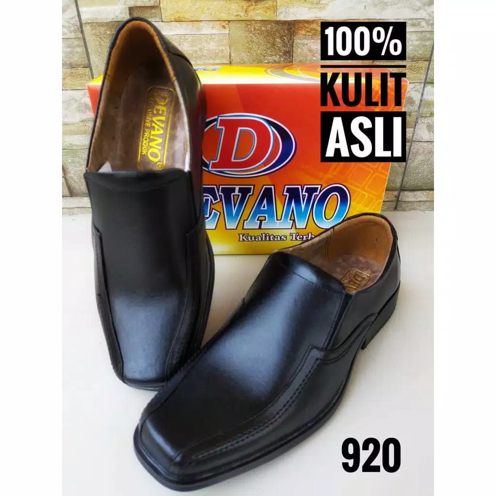 Sepatu Pantofel Kulit ASLI 100% Sapi Tidak Asli Bisa Kembali Sepatu Kantor Pria Full Hitam Slip On PREMIUM Model 920 Devano X Valendino Store