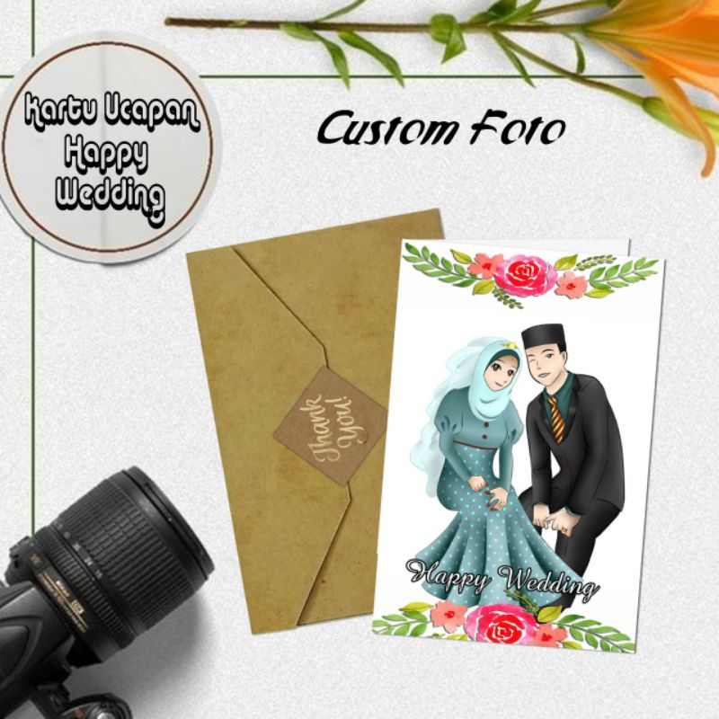 Kartu Ucapan Custom Foto Happy Wedding