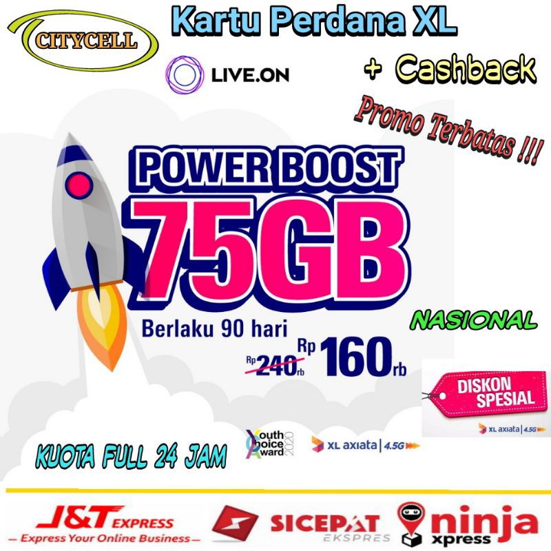 Perdana XL Live On 75 GB Full 24 Jam Nasional Promo