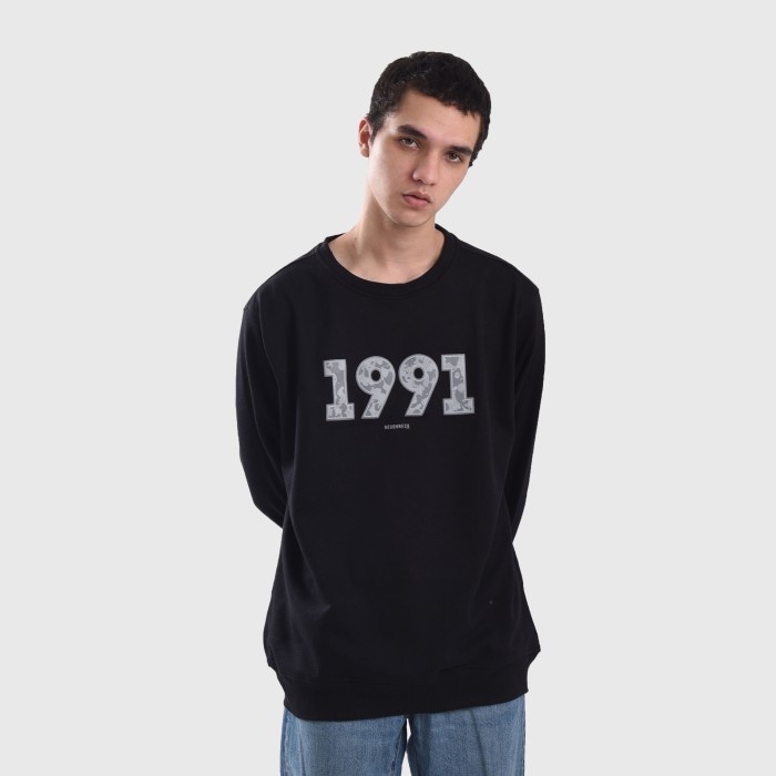 Roughneck SS097 Black 1991 Aura Camouflage Crewneck - s, hitam