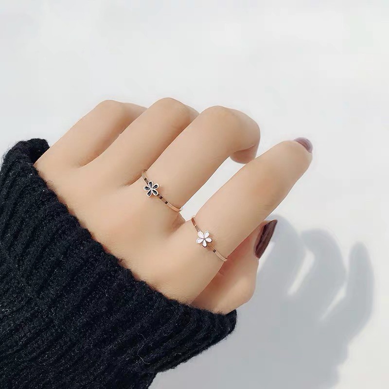 Bintang Hati Bulat Persegi Salib Cincin Baja Titanium Perempuan Sederhana Fashion Perhiasan Cincin Anti Karat