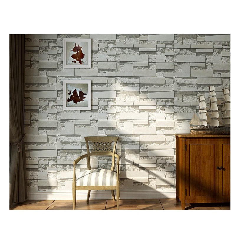 AKN88 - Wallpaper 3D Non Woven MOTIF Stereoscopic Retro Bricks-53cmx10m