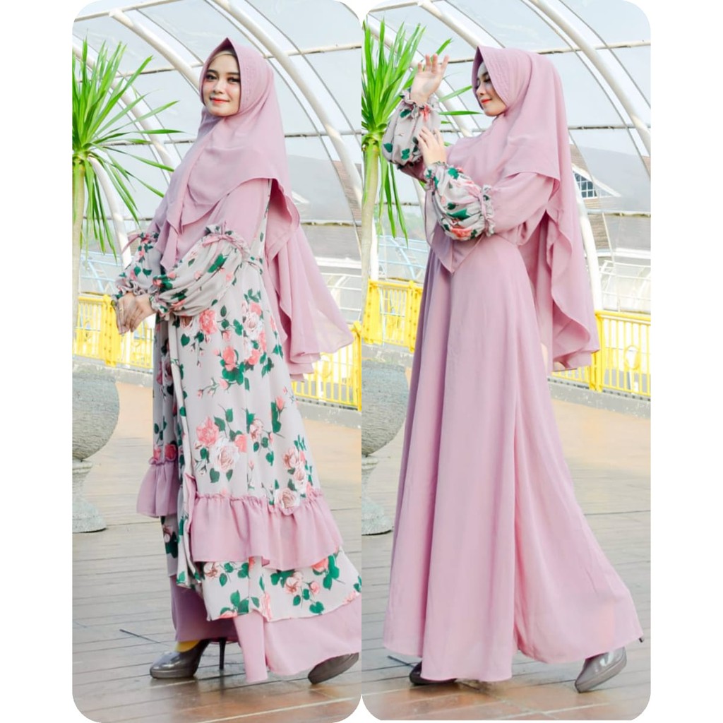 Gamis ceruty set syari 3in1 premium ceruti bukan bermerks armani