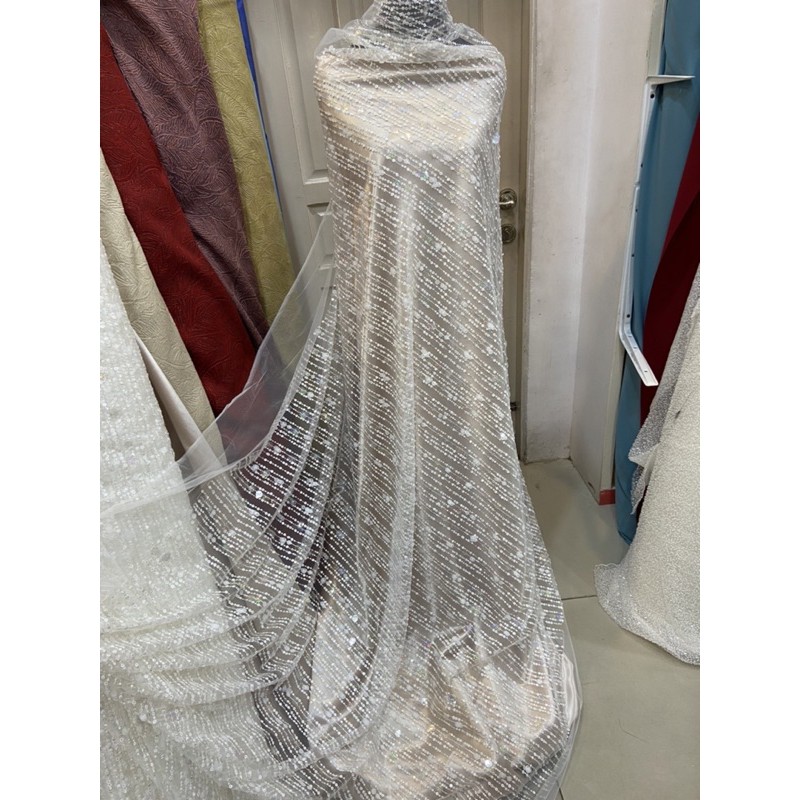 [EXCLUSIVE SERIES] tile full payet white edition, tile pengantin, tuile gaun pesta pengantin