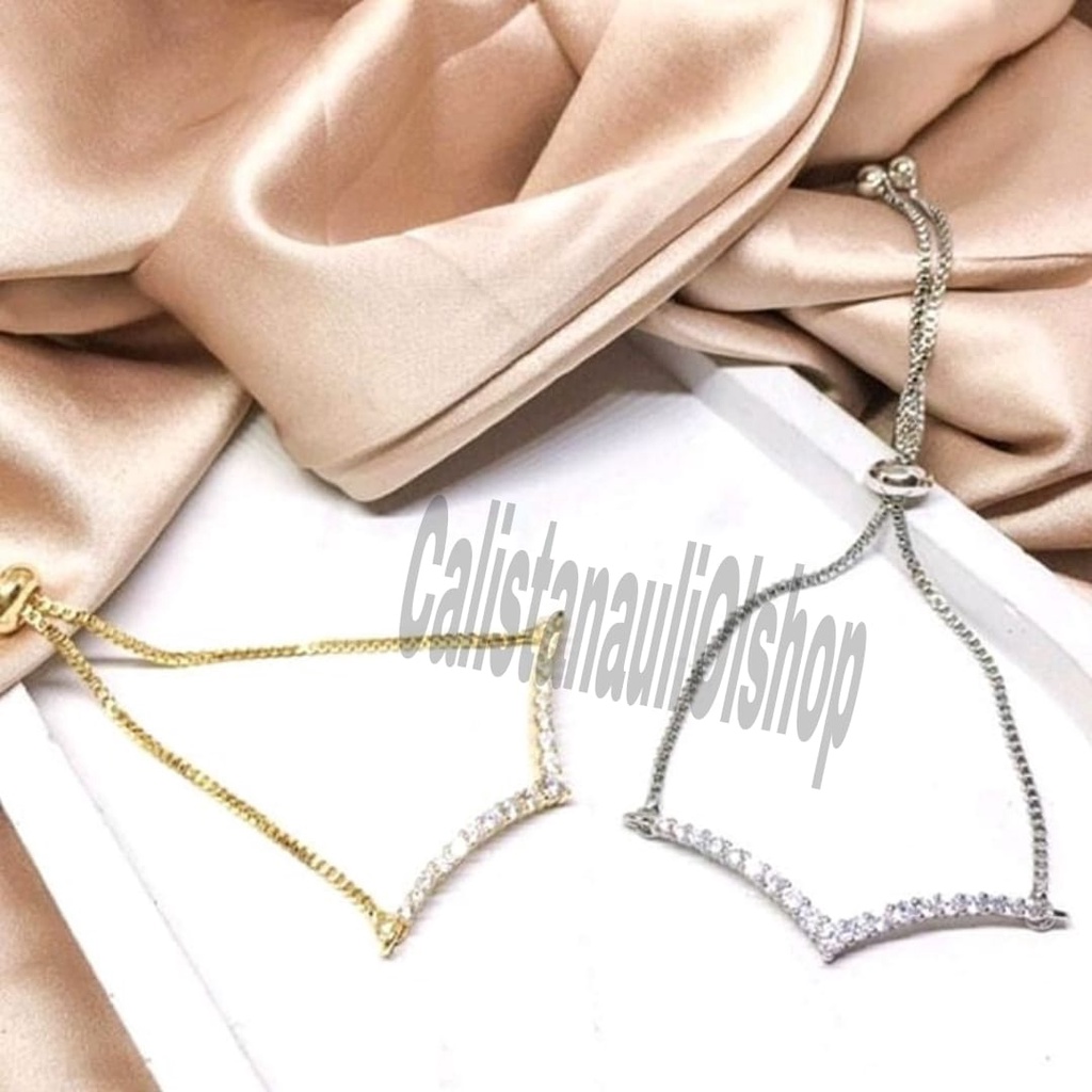 Viral!! TITANIUM KALUNG+GELANG FUJI DIAMOND DESAIN ELEGAN PERHIASAN EMAS KOREA ANTI KARAT DAN ANTI LUNTUR