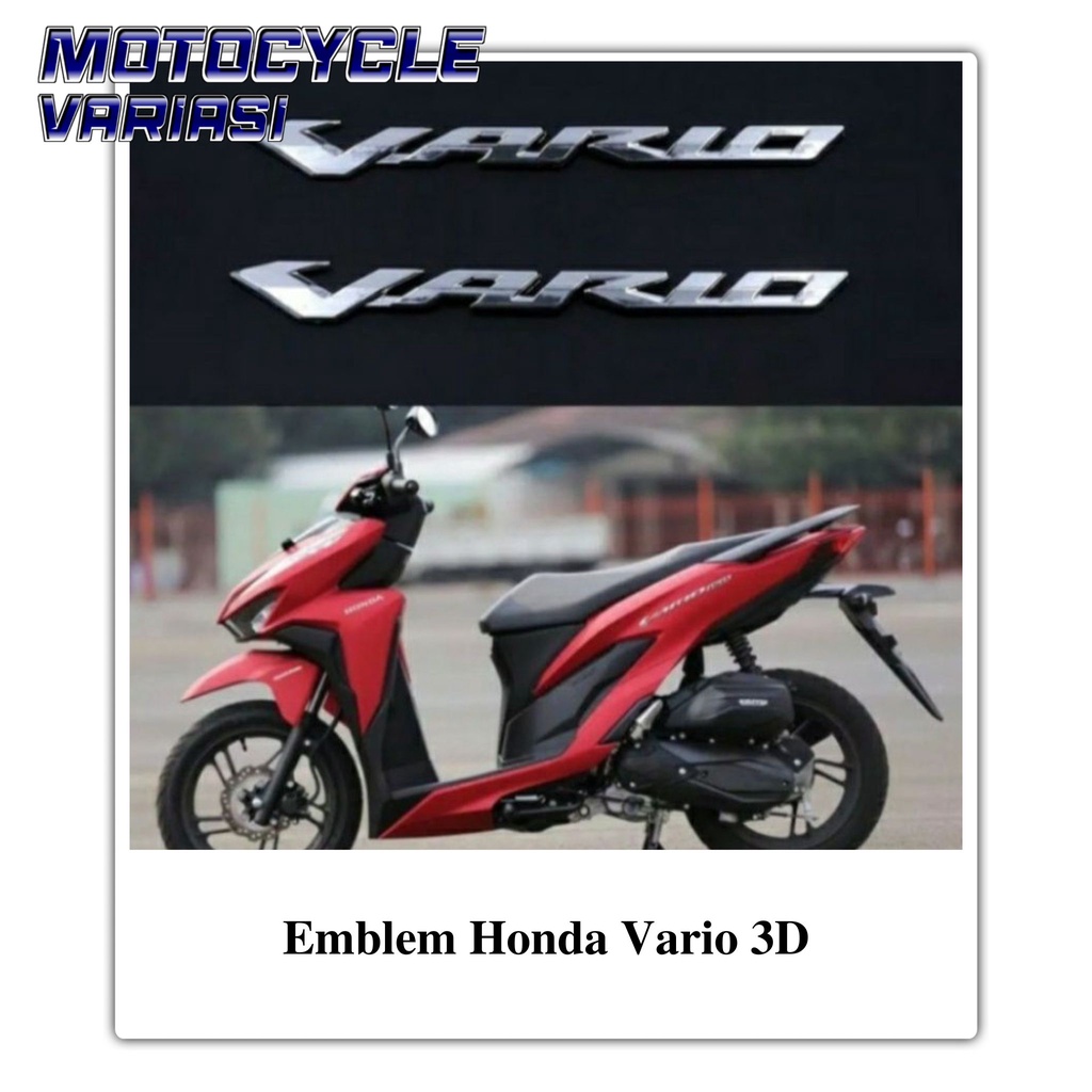 Emblem Honda Vario 3D stainless look kanan kiri