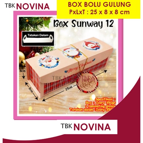 KOTAK KUE NATAL/ BOX CAKE BOLU GULUNG MERRY CHRISTMAS / BOX BROWNIES KUE NATAL