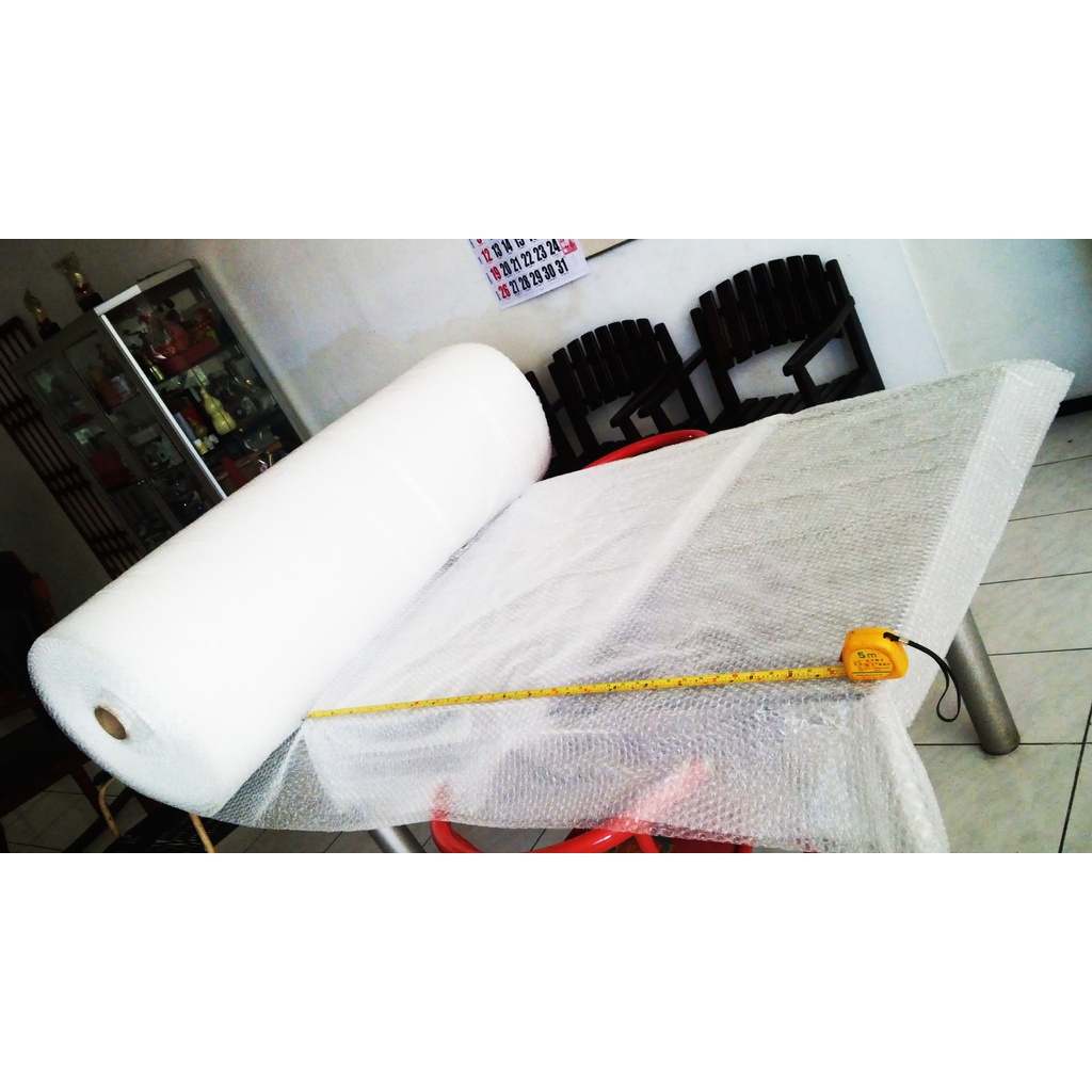 

PLASTIK BUBBLEWRAP Harga 5 METERAN BUBBLE WRAP tinggi Gelembung 1cm Pelindung Packing Anti Pecah /Bau/Gores Harga Murah