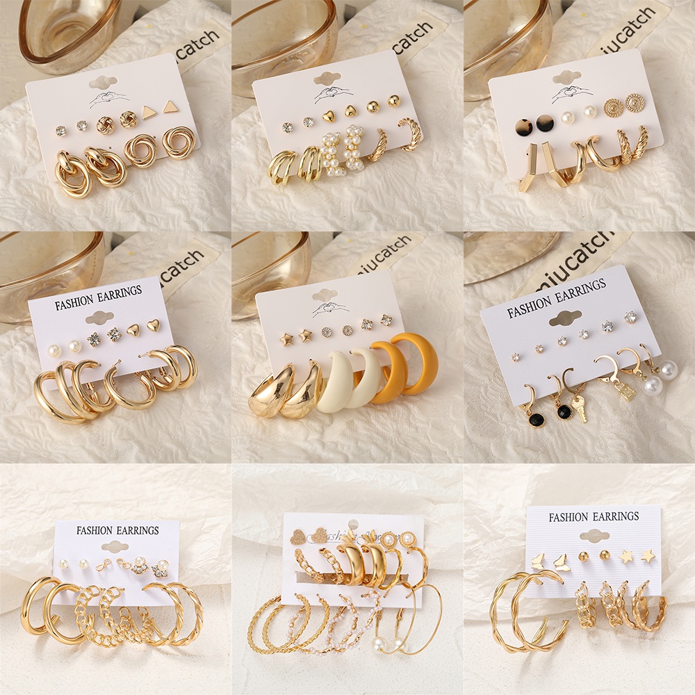 AY(CN) Retro Pearl Tassel Hoop Earring Fashion Butterfly Stud Earrings Jewelry Accessories