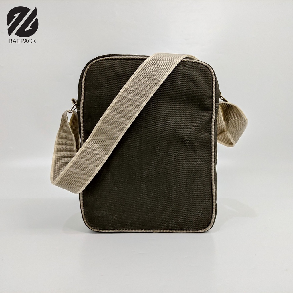 Tas Selempang Kanvas Pria Xenof Hijau Army Original Baepack / Tas Bahu Canvas Cowok  / Tas Selempang Premium Produsen Bandung