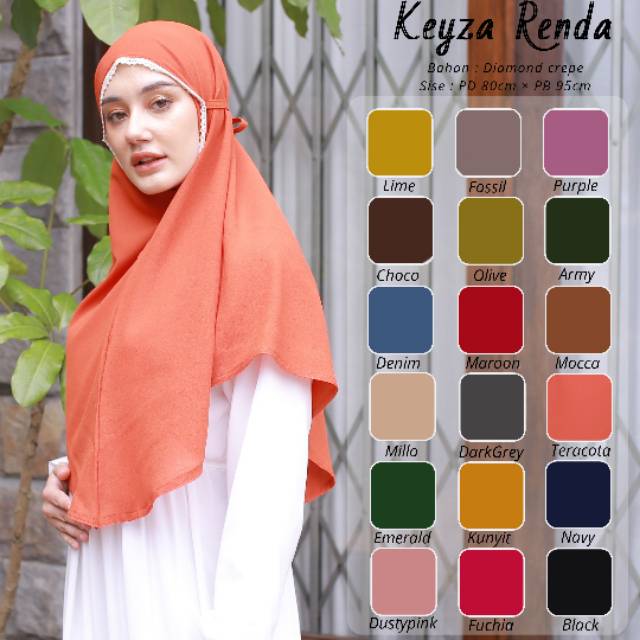 TERLARIS!!! HIJAB INSTAN RENDA TALI - INSTAN KEYZA RENDA PED-BAHAN DIAMOND CREPE PREMIUM-BESTSELLER