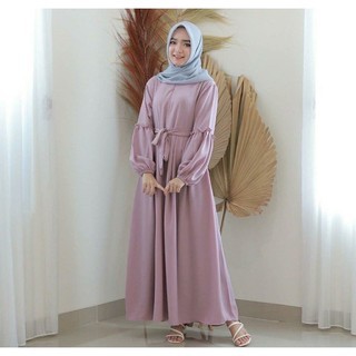 Baju Gamis Wanita Muslim Terbaru Sandira Dress cantik Murah kekinian GMS01 WN 1-LARISA  PINK DUSTY